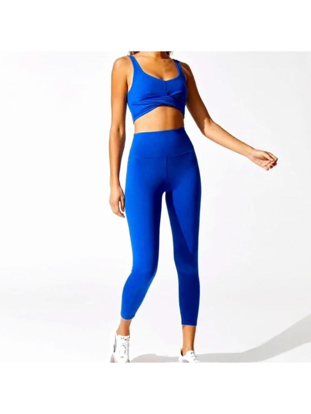Carbon38 High Rise Seamless 7/8 Compression Leggings 25" Royal Blue Size S $128